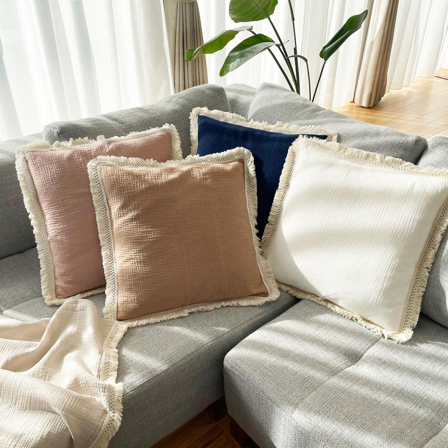 フリンジクッションカバー おしゃれ 北欧 45×45cm 洗える フリンジ