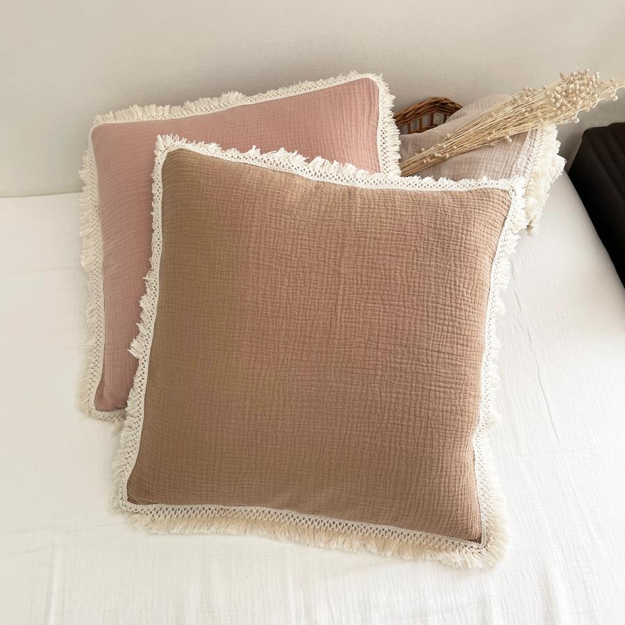 フリンジクッションカバー おしゃれ 北欧 45×45cm 洗える フリンジ