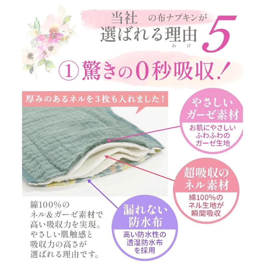 布ナプキン 6枚入り シンプルデザイン 布ナプキン 【選べる6枚】 生理用ナプキン ライナー 日昼用 24.5