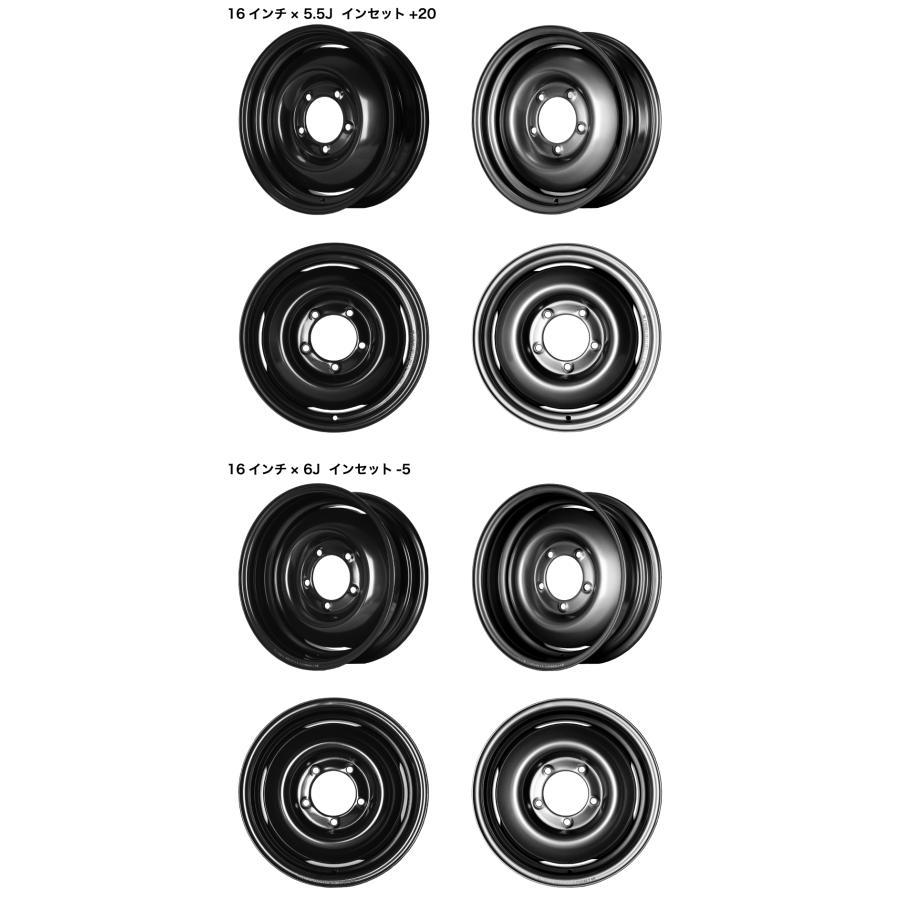 オールドスタイルスチールホイール 16×6J -5 139.7 5H ブラック 1本価格｜cllink｜06