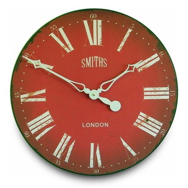 ロジャーラッセルRogerLascelles社製 Smiths Wall Clock Antique Style Red   50cm掛け時計　GAL-SMITHS-RED　送料無料｜clock-shop-cecicela