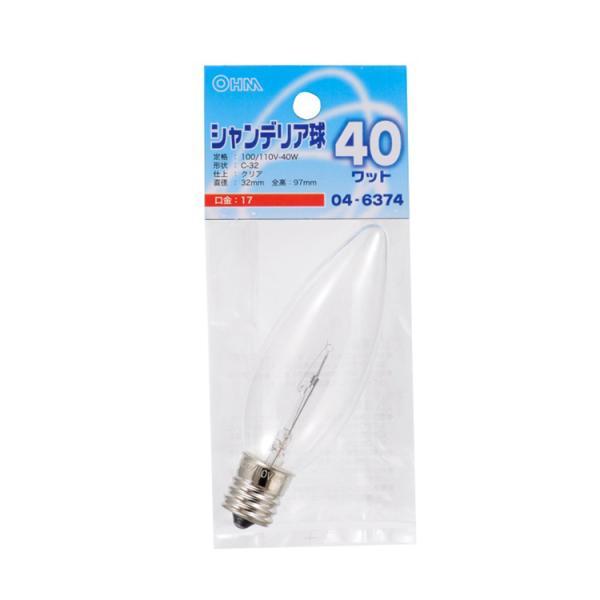 シャンデリア球 口金E17 40W クリア  LB-C2740-C オーム電機 | 