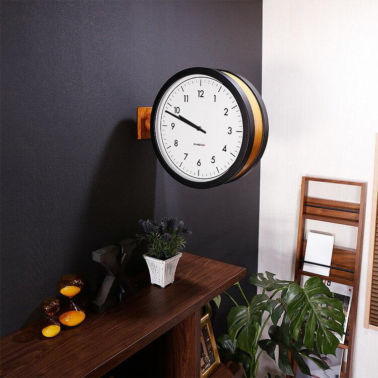 インターフォルム　両面時計　ダブルフェイスクロック　ブラック黒　壁掛け時計　新品 INTERFORM（インターフォルム） 両面時計 アントス Anthos ダブル