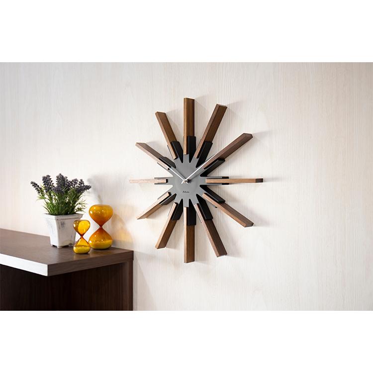 壁掛け時計 掛け時計 シリオ 木製 静か おしゃれ 北欧 モダン シンプル 和室 和風 かわいい ナチュラル リビング 花 静音 黒 白 時計 クリスマス プレゼント | INTERFORM | 06