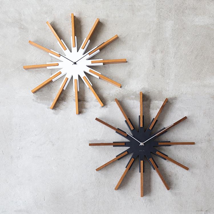 壁掛け時計 掛け時計 シリオ 木製 静か おしゃれ 北欧 モダン シンプル 和室 和風 かわいい ナチュラル リビング 花 静音 黒 白 時計 クリスマス プレゼント | INTERFORM | 07