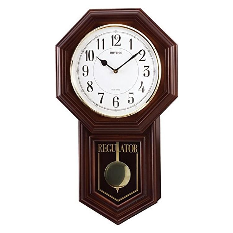 振り子時計 掛け時計 リズム時計 壁掛け時計 おしゃれ シンプル 和モダン 昭和 レトロ リビング かわいい 振り子 ベングラーR 4MJA03RH06 敬老の日｜clock