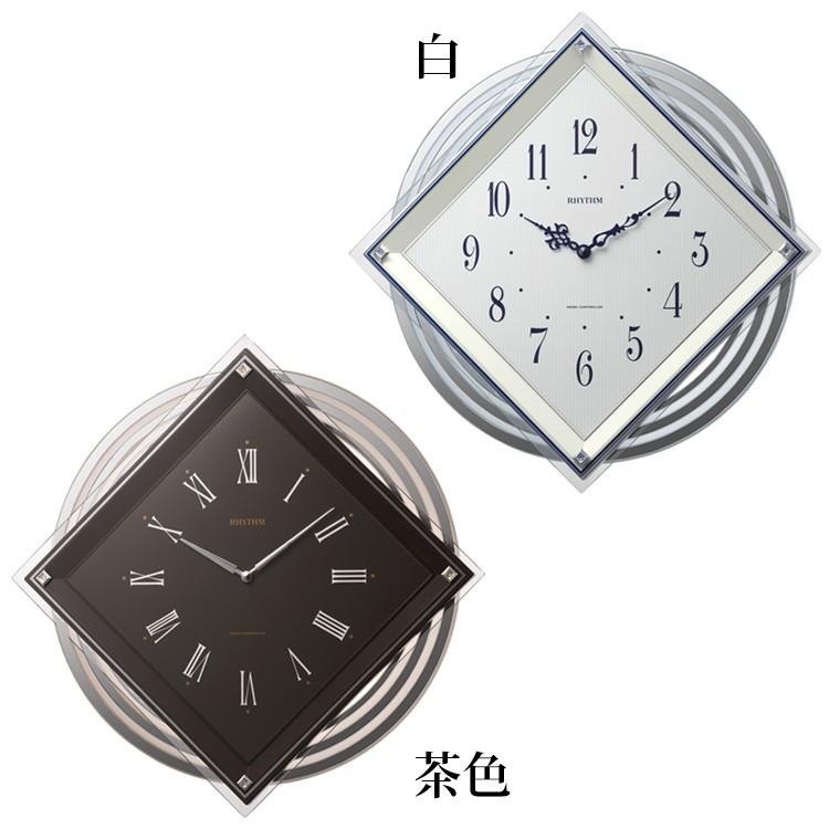 電波振り子時計 掛け時計 おしゃれ 電波時計 振り子 ホワイト ブラウン 白 茶色 かわいい リビング ビュレッタ リズム時計 4MX405SR03 4MX405SR06 クリスマス | ブランド登録なし | 01