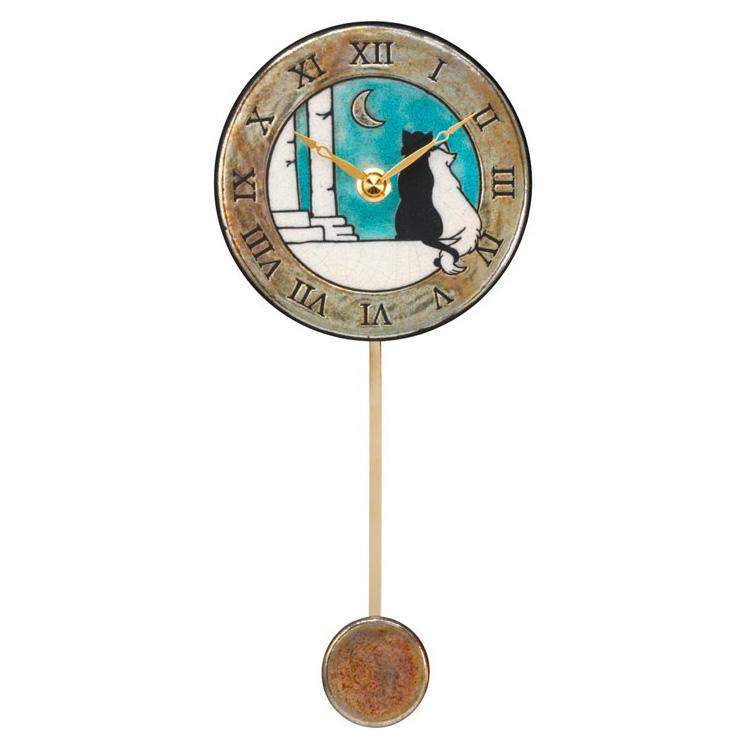振り子時計 ザッカレラZ176A 掛け時計 壁掛け イタリア 陶器 楽焼 アンティーク レトロ モダン アート おしゃれ リズム時計 手作り クリスマス | ブランド登録なし