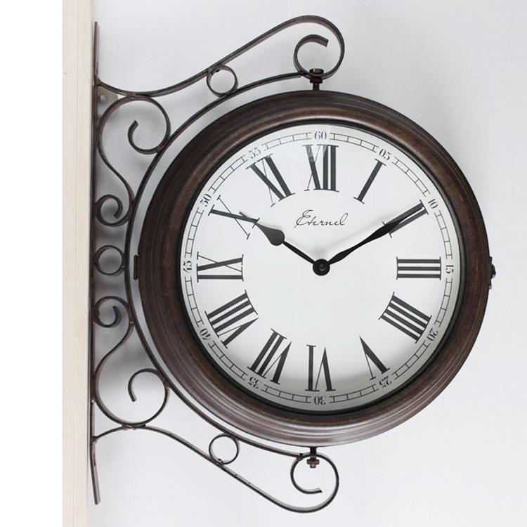 ギリシャ文字 両面壁掛け時計 アンティーク調 ブラケット時計