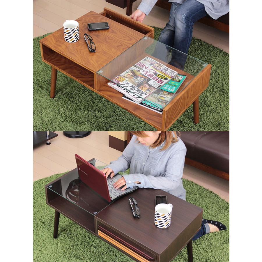 ローテーブル ガラステーブル 収納 センターテーブル リビングテーブル 引出し おしゃれ 北欧 ダイニングテーブル テーブル シンプル インテリア 家具 | 不二貿易 | 04