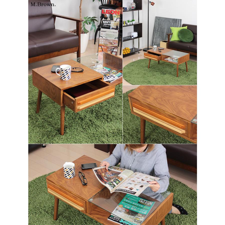 ローテーブル ガラステーブル 収納 センターテーブル リビングテーブル 引出し おしゃれ 北欧 ダイニングテーブル テーブル シンプル インテリア 家具 | 不二貿易 | 06