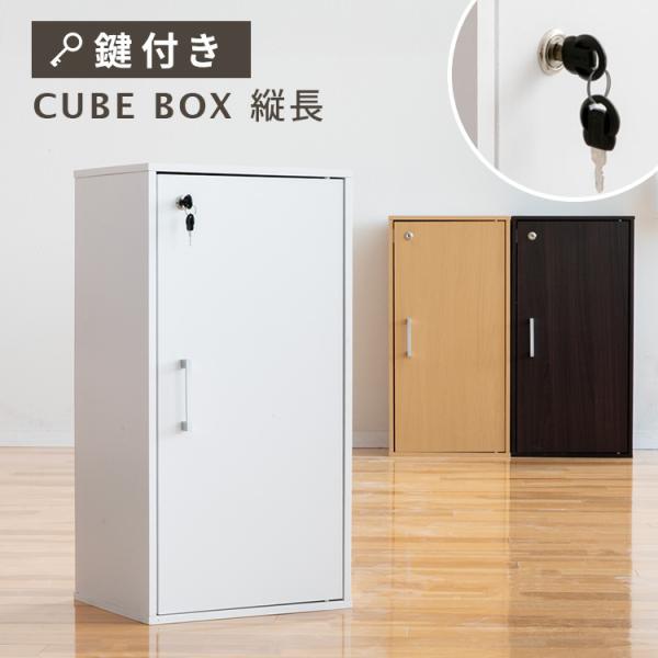 キューブボックス 縦長 鍵付き CUBE BOX カギ付き 鍵付きボックス 縦型 扉付き 書庫 収納ボックス 収納家具 キャビネット カラーボックス 木製 本棚 ロッカー | ブランド登録なし