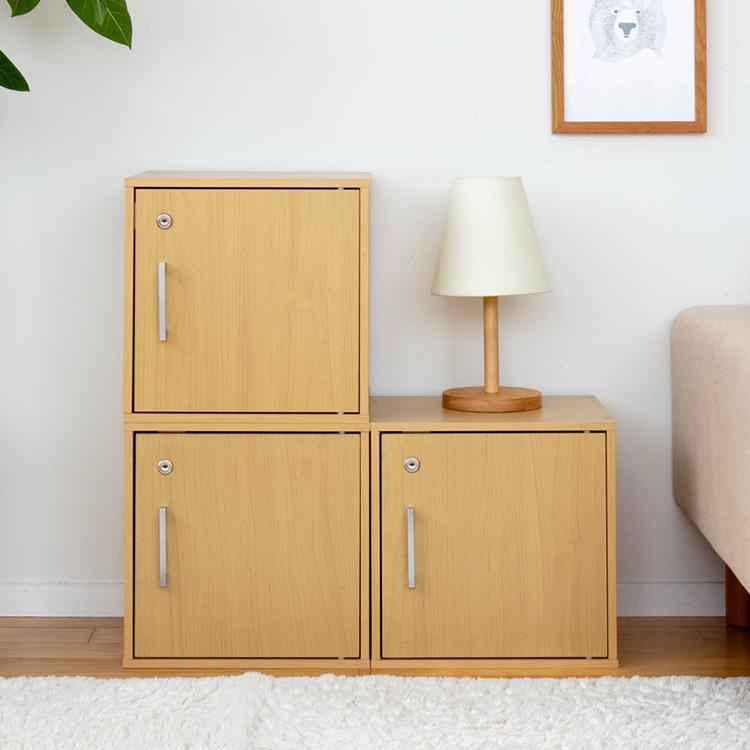 キューブボックス 鍵付き収納ボックス カラーボックス  収納棚 扉付き おしゃれ 収納 リビング 寝室 ダイニング 子供部屋 1段 木 木製 シンプル ロッカー 棚 | 不二貿易 | 14