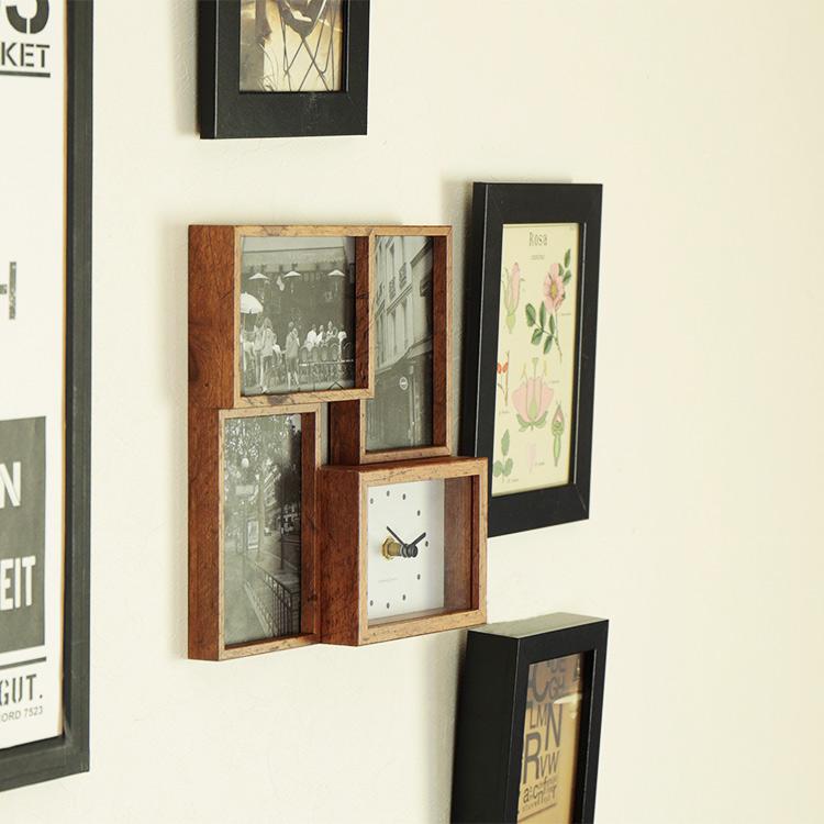 壁掛け時計 掛け時計 置き時計 フォトフレーム 木製 写真立て 写真 4枚 雑貨 インテリア 北欧  プレゼント オシャレ おしゃれ ビット・フォー クリスマス | ブランド登録なし | 06