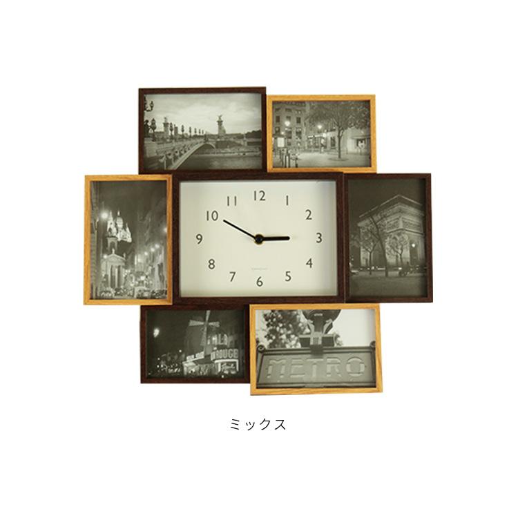 壁掛け時計 掛け時計 フォトフレーム 置き時計 木製 写真立て 写真 6枚 雑貨 インテリア 北欧  プレゼント オシャレ おしゃれ ビット・セブン クリスマス | ブランド登録なし | 01