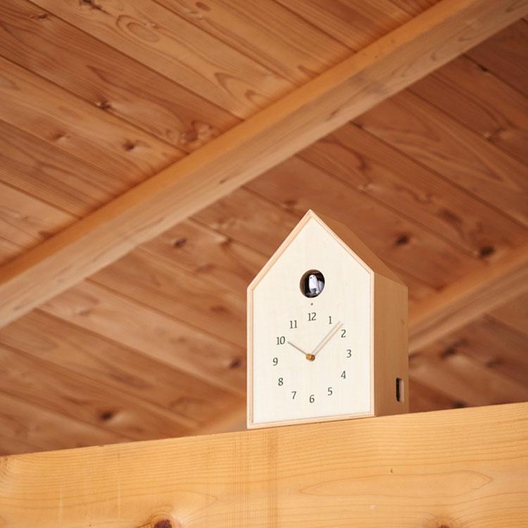掛け時計 鳩時計 置き時計 ナチュラル ホワイト シンプル リビング インテリア おしゃれ かわいい バードハウスクロック NY16-12 Lemnos レムノス クリスマス | Lemnos | 03