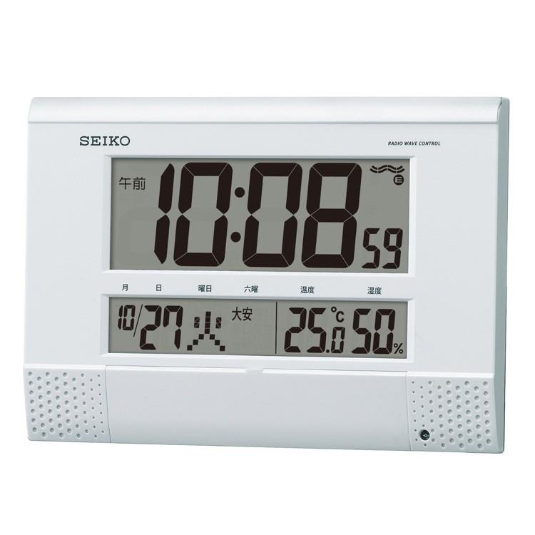 電波時計 置き時計 掛け時計 セイコー SEIKO SQ435W デジタル時計 置時計 カレンダー付き 時報 報時 おしゃれ | 