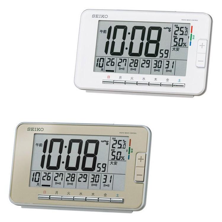 電波時計 目覚まし時計 セイコー SEIKO SQ774W SQ774G 置き時計 デジタル時計 置時計 カレンダー おしゃれ | 