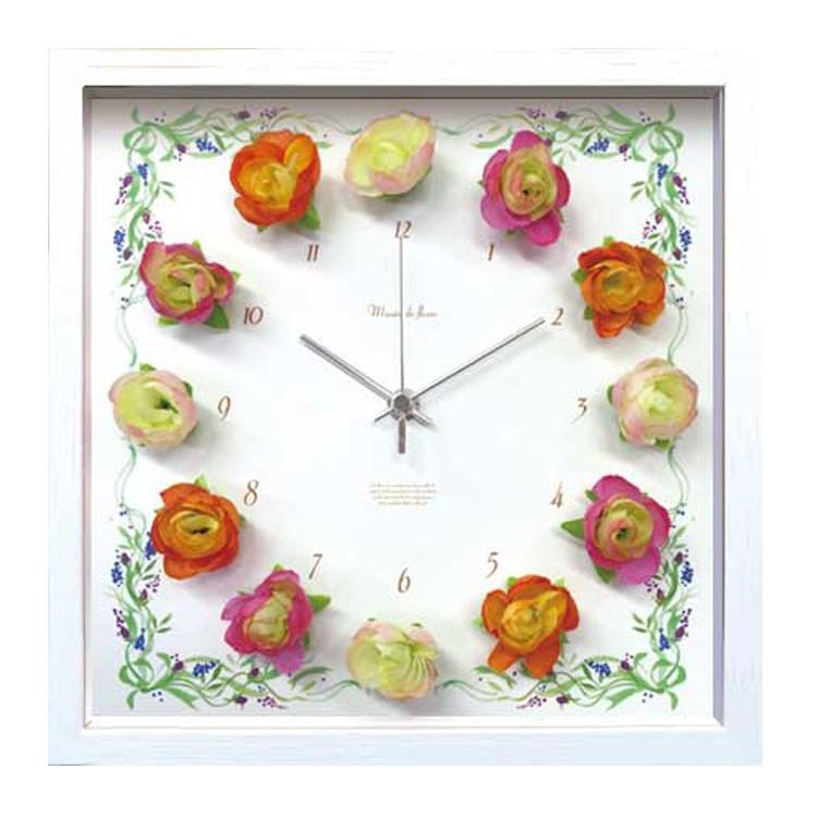ミュゼドゥフルール Musee de Fleur ラナンキュラス 壁掛け時計 おしゃれ 音がしない 静音 連続秒針 花 |  | 01