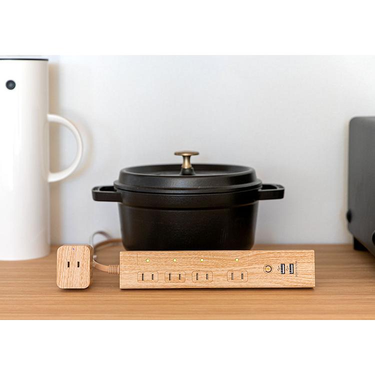 スマート電源タップ 4個口 USB付き スイッチ付き TOLIGO 延長コード 2m 木目調 北欧インテリア 急速充電器 OAタップ コンセントタップ | ブランド登録なし | 15