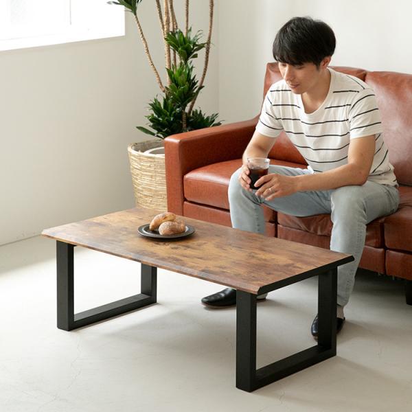 ローテーブル センターテーブル 幅100cm 枯木風 スチール脚 テーブル リビングテーブル 机 デスク シンプル おしゃれ ブルックリン ヴィンテージ 一人暮らし | ブランド登録なし