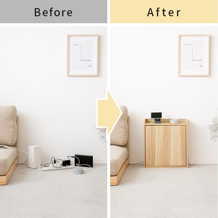 ルーター収納 壁付けタイプS コンパクト スリム 小型 小さめ 薄型 奥行き16cm 扉付き おしゃれ ケーブル収納 デスク下 ルーター モデム収納 ケーブルボックス | ブランド登録なし | 02