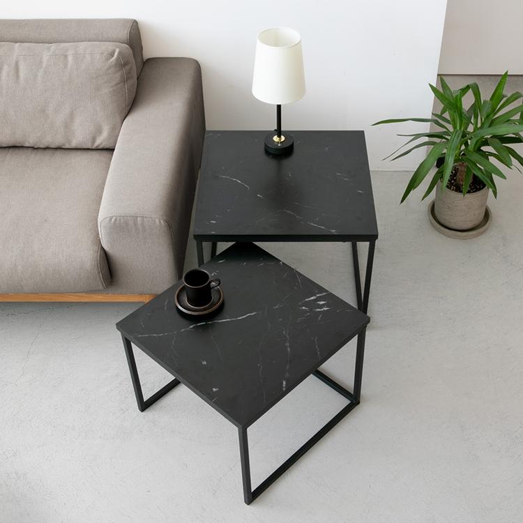 ネストテーブル 大理石柄 幅50 幅45 ローテーブル 伸縮 テーブル コンパクト リビング 大理石調 モダン おしゃれ 小さめ サイドテーブル ターフェル | ブランド登録なし | 17