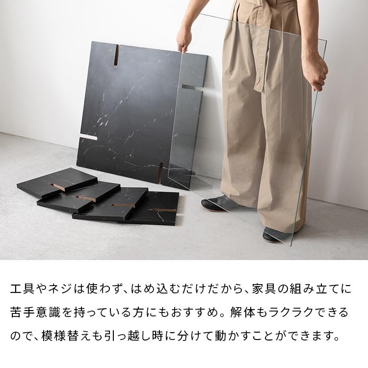 ガラス天板センターテーブル おしゃれ リビングテーブル 家具  ガラス天板 収納付き ローテーブル 大理石柄 正方形 一人暮らし 高級感 モダン 黒 |  | 12