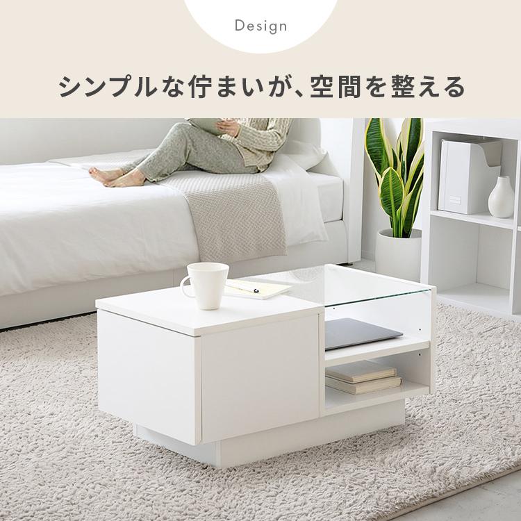 【スタイリッシュな収納テーブル 】 コレクションセンターテーブル テーブル センターテーブル ガラステーブル 引き出し 隠しキャスター付き シンプル 北欧 家具 |  | 05
