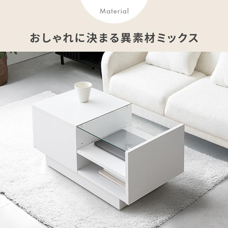 【スタイリッシュな収納テーブル 】 コレクションセンターテーブル テーブル センターテーブル ガラステーブル 引き出し 隠しキャスター付き シンプル 北欧 家具 |  | 08