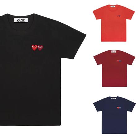 プレイ コム デ ギャルソン Tシャツ PLAY COMME des GARCONS ダブルハート ブラック/ネイビー/バーガンディー/レッド