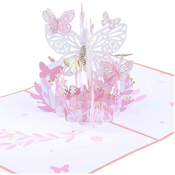 花と蝶 グリーティングカード 3d立体 アヤメ 飛び出す 誕生日カード プレ バレンタインデー 可愛い手紙 ポップアップカード 彼女 定番