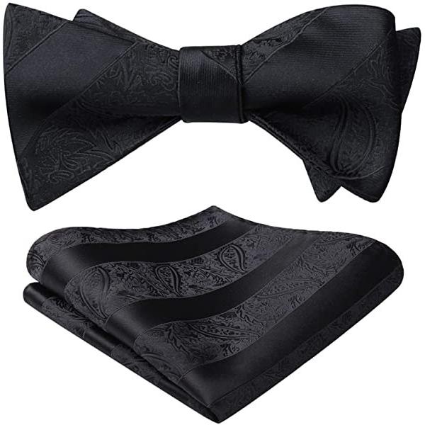 黒 蝶ネクタイメンズ フォーマル 手結び蝶ネクタイ チーフ セット 結婚式 花柄 ボウタイ シルク 蝶ネクタイ ブランド プレゼント 21公式店舗