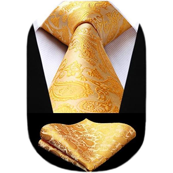 結婚式 黄色 ネクタイ チーフ セット メンズ ペイズリー おしゃれ ビジネス 就活 入学式 卒業式 ブランド プレゼント 新入荷 流行