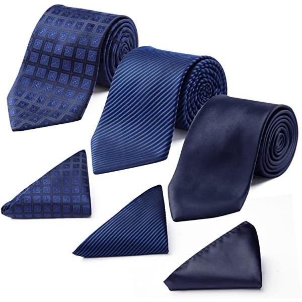 ビジネス 紺 ネクタイ 3本セット メンズ フォーマル セット 結婚式 青 チーフ ブランド プレゼント父の日 Tb3 お金を節約