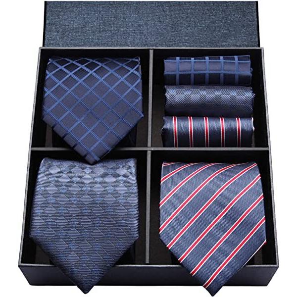 ビジネス 紺 ネクタイ 3本 セット メンズ 結婚式 チーフ おしゃれ ブランド クリスマス プレゼント 父の日 安い 激安 プチプラ 高品質
