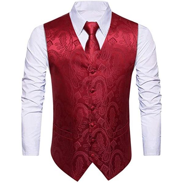 赤 スーツ ベスト メンズ レッド フォーマル ジレ ネクタイ チーフ 2ポケット カジュアル 結婚式ベスト 大きいサイズ 礼服 紳士 M 今年人気の ブランド品や