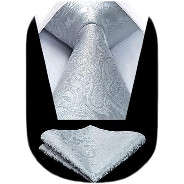 結婚式 シルバー ネクタイ チーフ セット メンズ ペイズリー 花柄 フォーマル 礼服用 紳士 入学式 卒業式 ブランド プ 30 Off