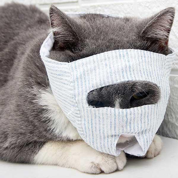 猫 マスク 爪切り 猫用 耳掃除 目隠し 洗える 噛みつき 防止 フェイスマスク