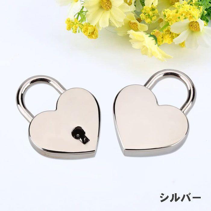 ハート型 南京錠 メタルロック ミニカギ付き アクセサリー 飾り