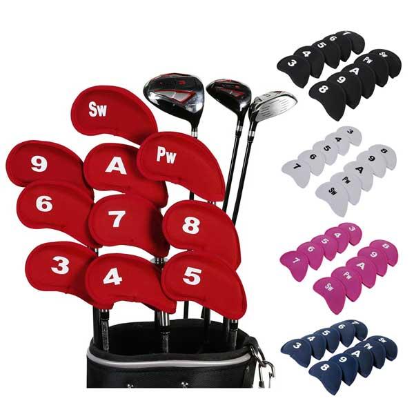 キャディーバック　アイアンカバーセット アイアンカバー ヘッドカバー ゴルフ 番手付き 10個セット 3〜9 A Pw