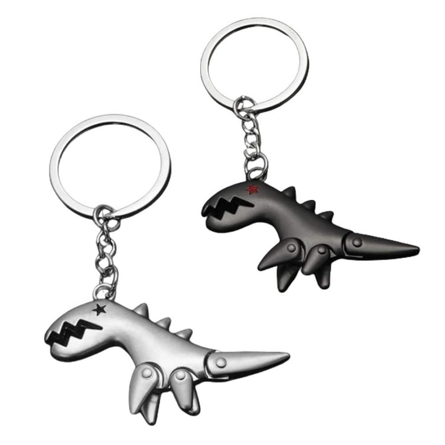 恐竜 キーリング キーホルダー 鍵 車 自転車 バッグ ジッパー タブ