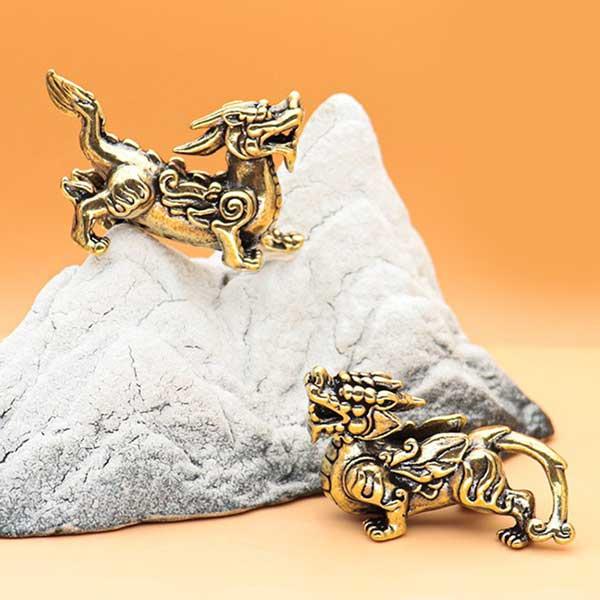 【開運】四霊獣　チーリン（麒麟）置物 麒麟 オブジェ 2個組 風水 キリン 置物 ペア 四霊獣 風水グッズ