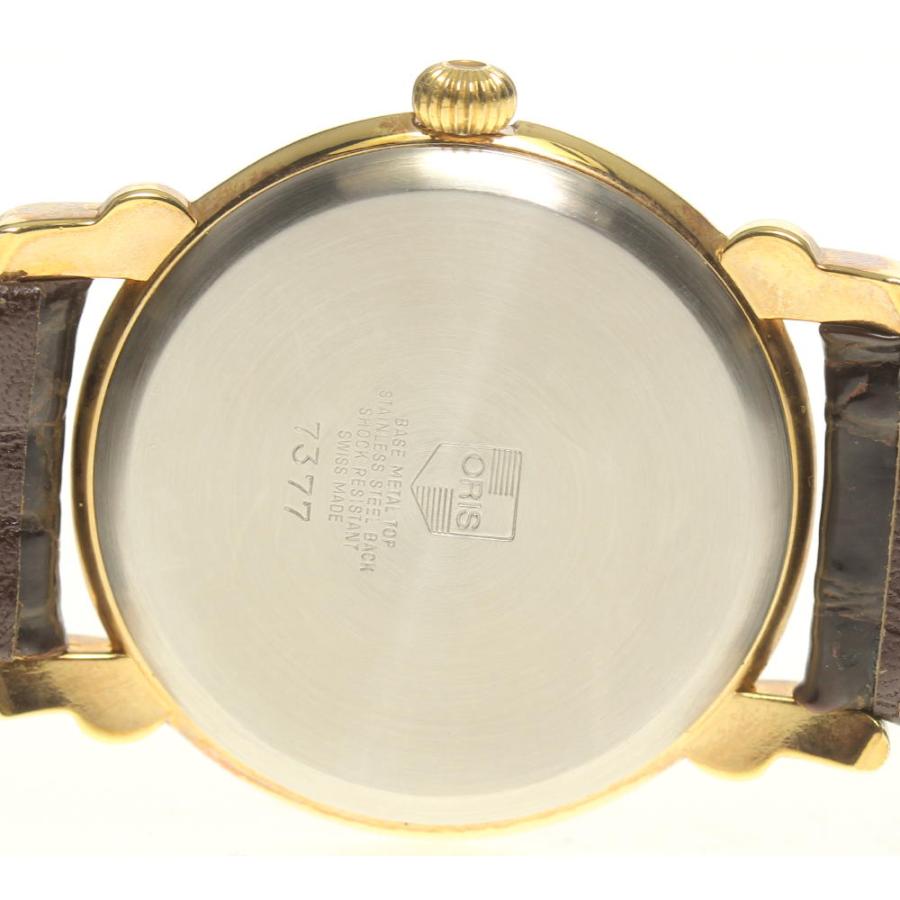 ORIS オリス　自動巻きローマンインデックス腕時計ゴールド　7375 スイス製 オリス(ORIS)クラシック デイト/28.5mm/レディース/レザーベルト