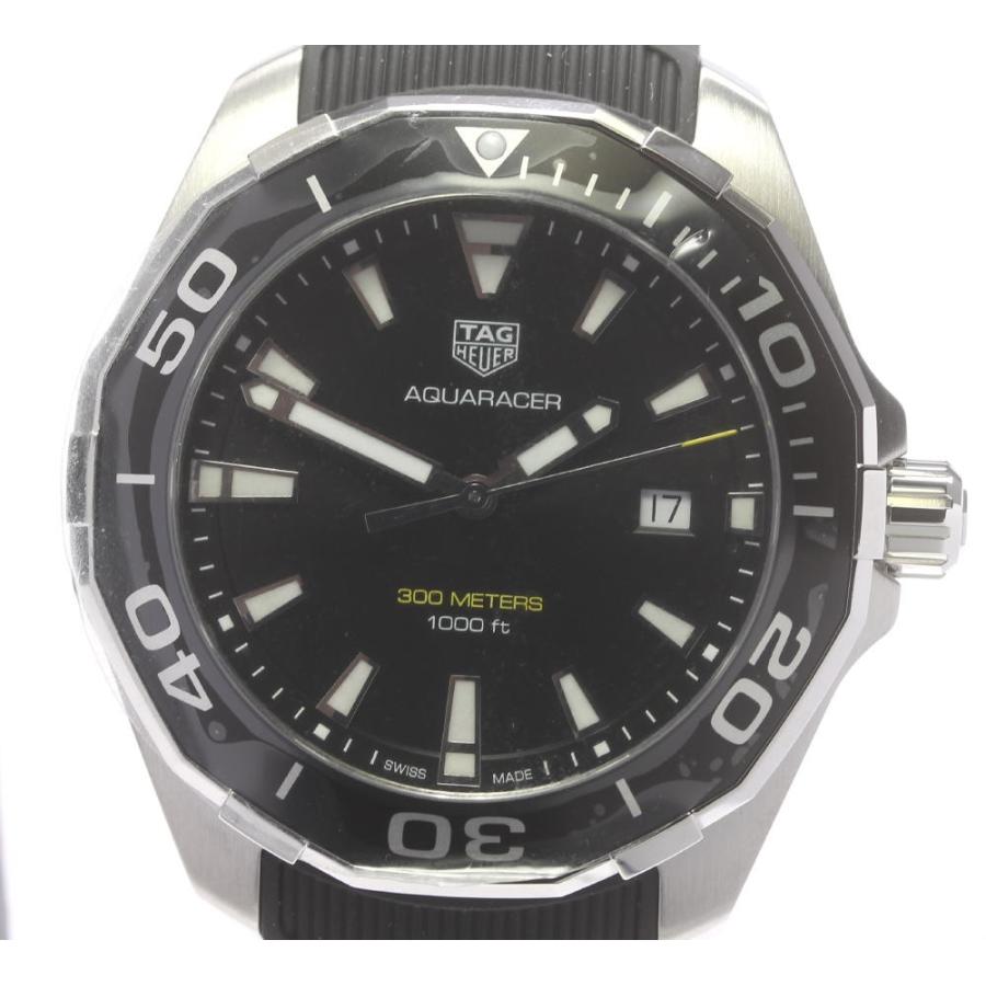 TAGHEUER アクアレーサー 黒 クォーツ デイト ラバーベルト メンズ