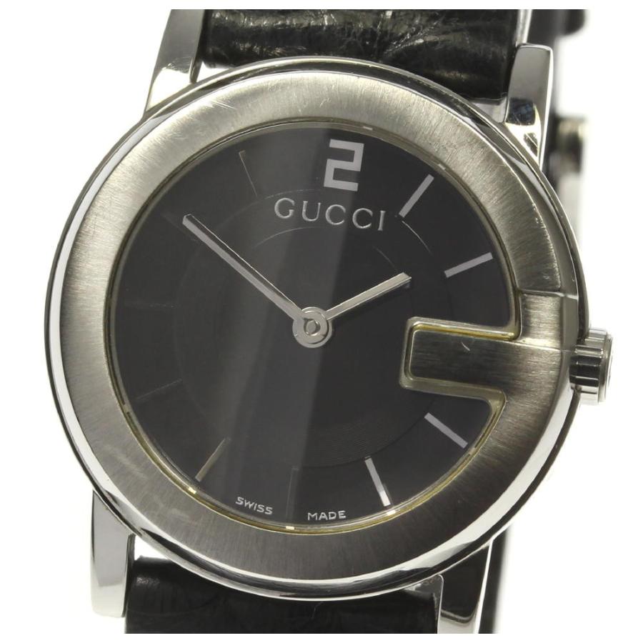 GUCCI グッチ 腕時計 101J ブラック レザーベルト クォーツ GUCCI（グッチ） 【GUCCI】グッチ ラウンド 革ベルト 101L クォーツ