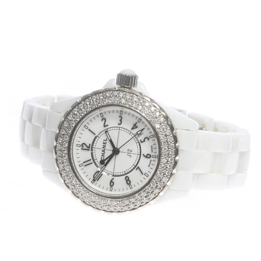 シャネル CHANEL H0968 J12 33ｍｍ 白セラミック アフターダイヤベゼル クォーツ レディース _910052【ev10】 CHANEL - シャネル CHANEL H0968 J12 33mm 白セラミック アフター