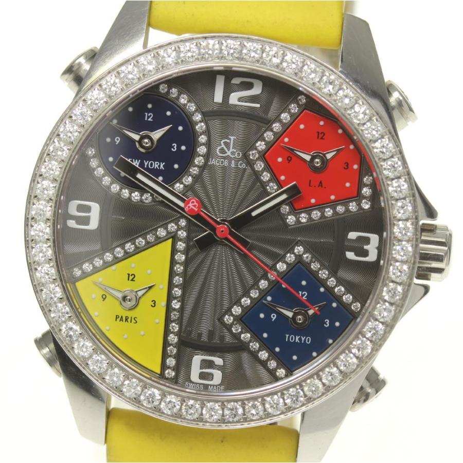 ジェイコブ JACOB&Co. 5タイムゾーン ダイヤベゼル 腕時計 クォーツ JACOB&CO（ジェイコブ） JACOB&CO 5タイムゾーン ダイヤベゼル