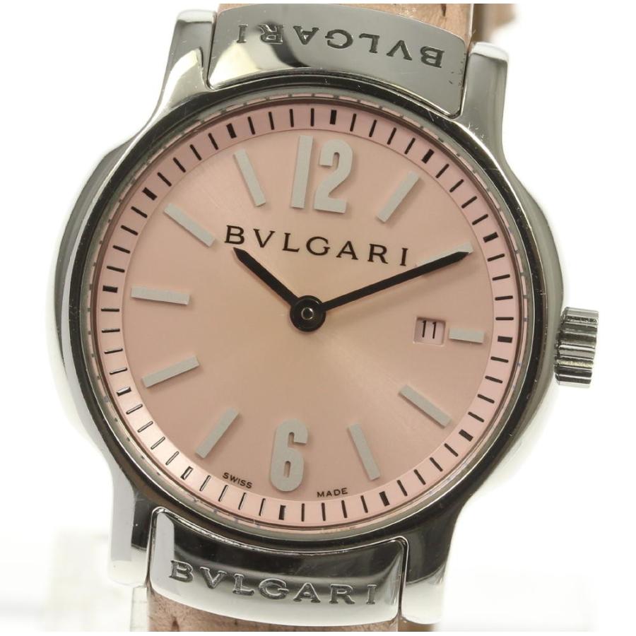 ★美品★BVLGARI ブルガリ ソロテンポ ST29S ピンク BVLGARI ブルガリ ソロテンポ ST29S ピンク文字盤 SS/革