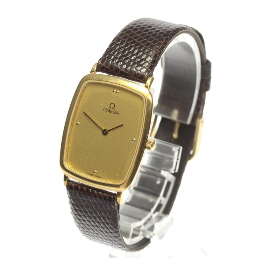 【美品】オメガ デビル クォーツ【395.0840】純正ベルト【稼働品】メンズ OMEGA（オメガ） 【OMEGA】オメガ デビル スクエア 革ベルト クォーツ
